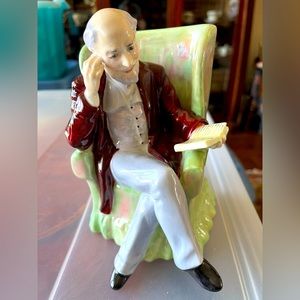 Bone China Autumn Years figurine - Old man in a chair.  Home decor - vintage.